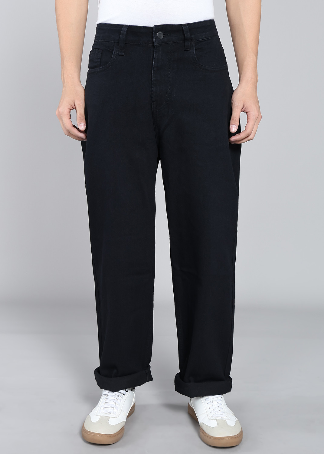 Image of Roadster Men Loose Fit Mid Rise Black Jeans