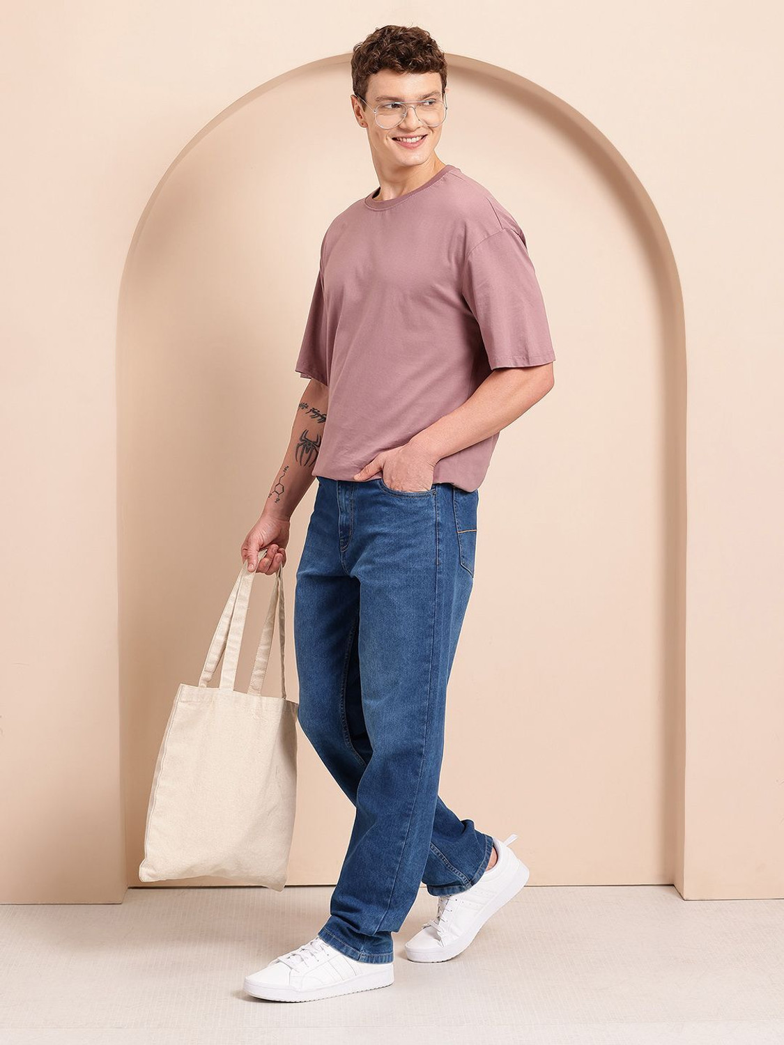 Image of Mast & Harbour Straight Fit Men Blue Jeans