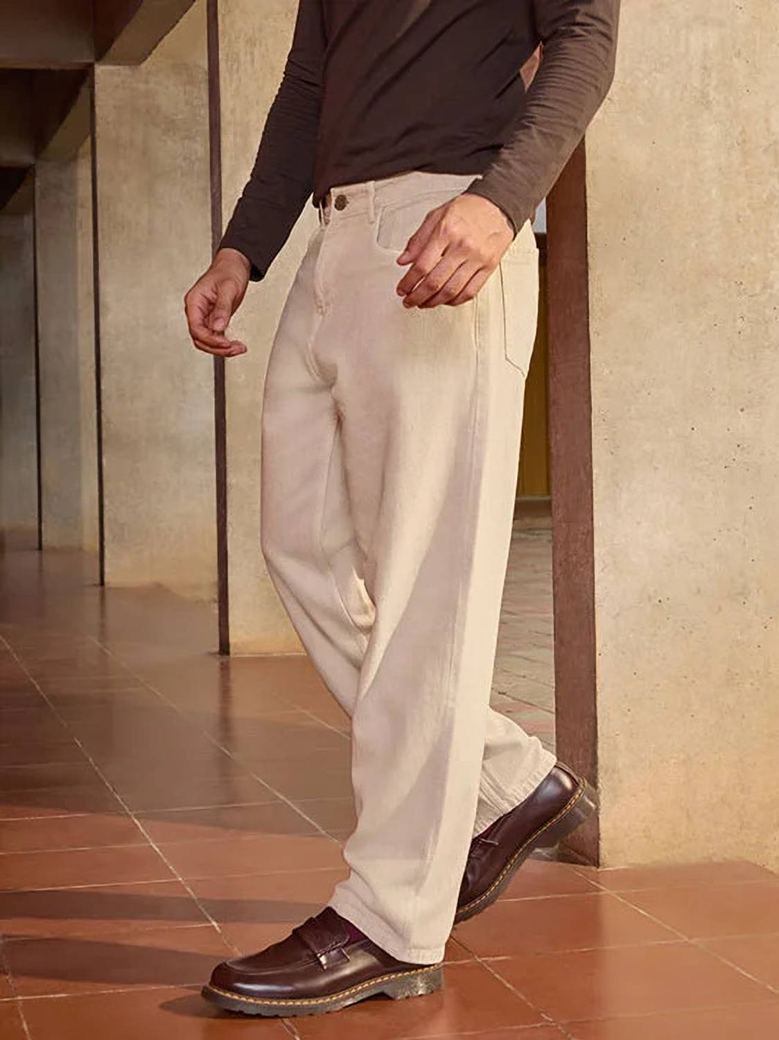 DENIM Relaxed Fit Men Beige Jeans - Image 3