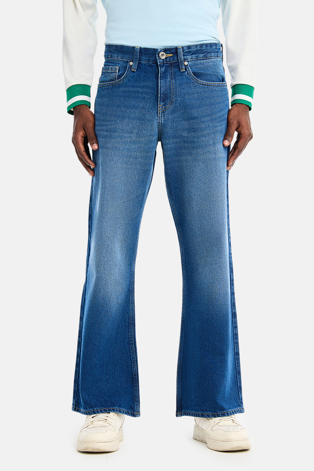 Image of Snitch Flared Men Blue Jeans