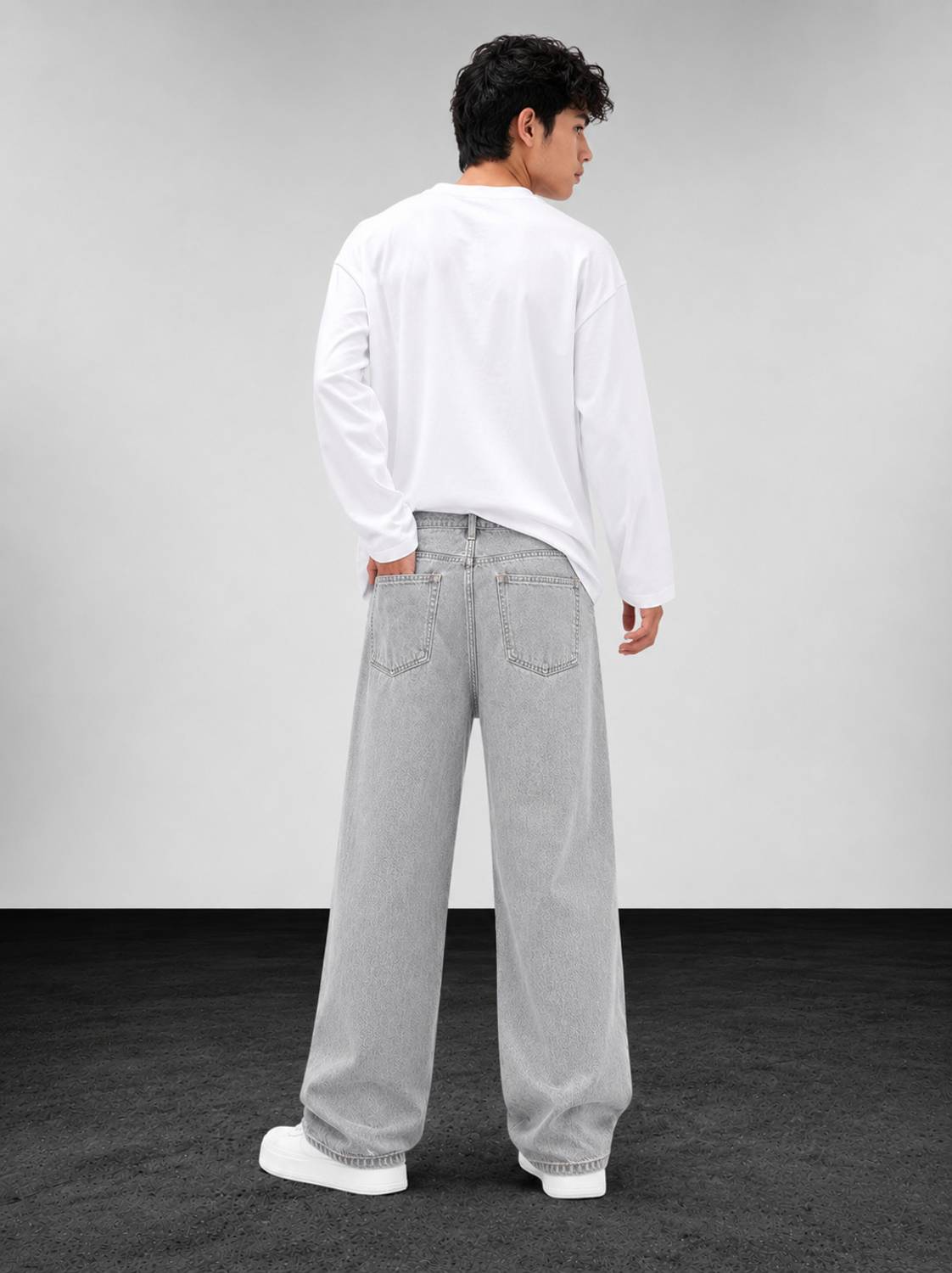 MAVRYK Baggy Fit Men Grey Jeans - Image 4