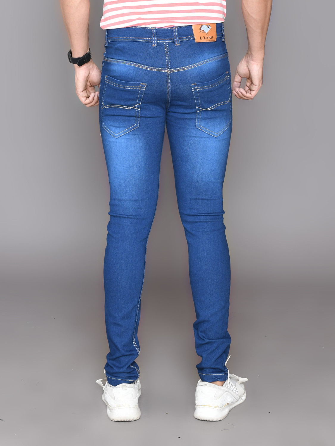 Image of Lzard Slim Men Dark Blue Jeans