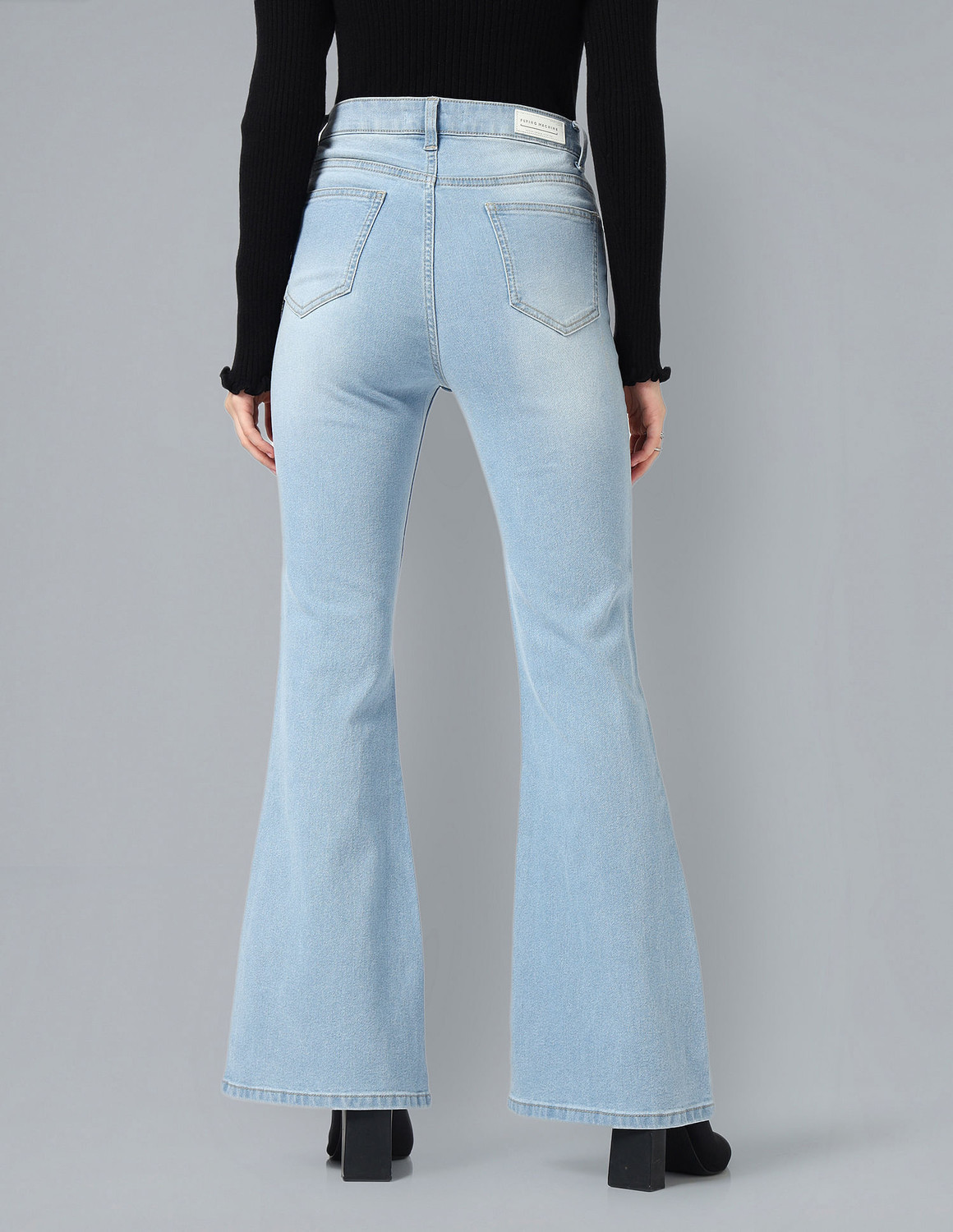 Image of FLYING MACHINE Flared Women Blue Jeans