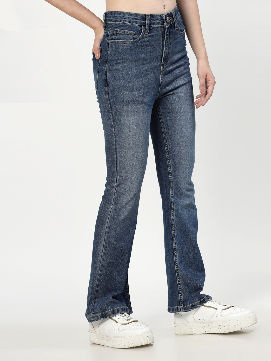 Image of Cosmic Trio Boot-Leg Women Blue Jeans