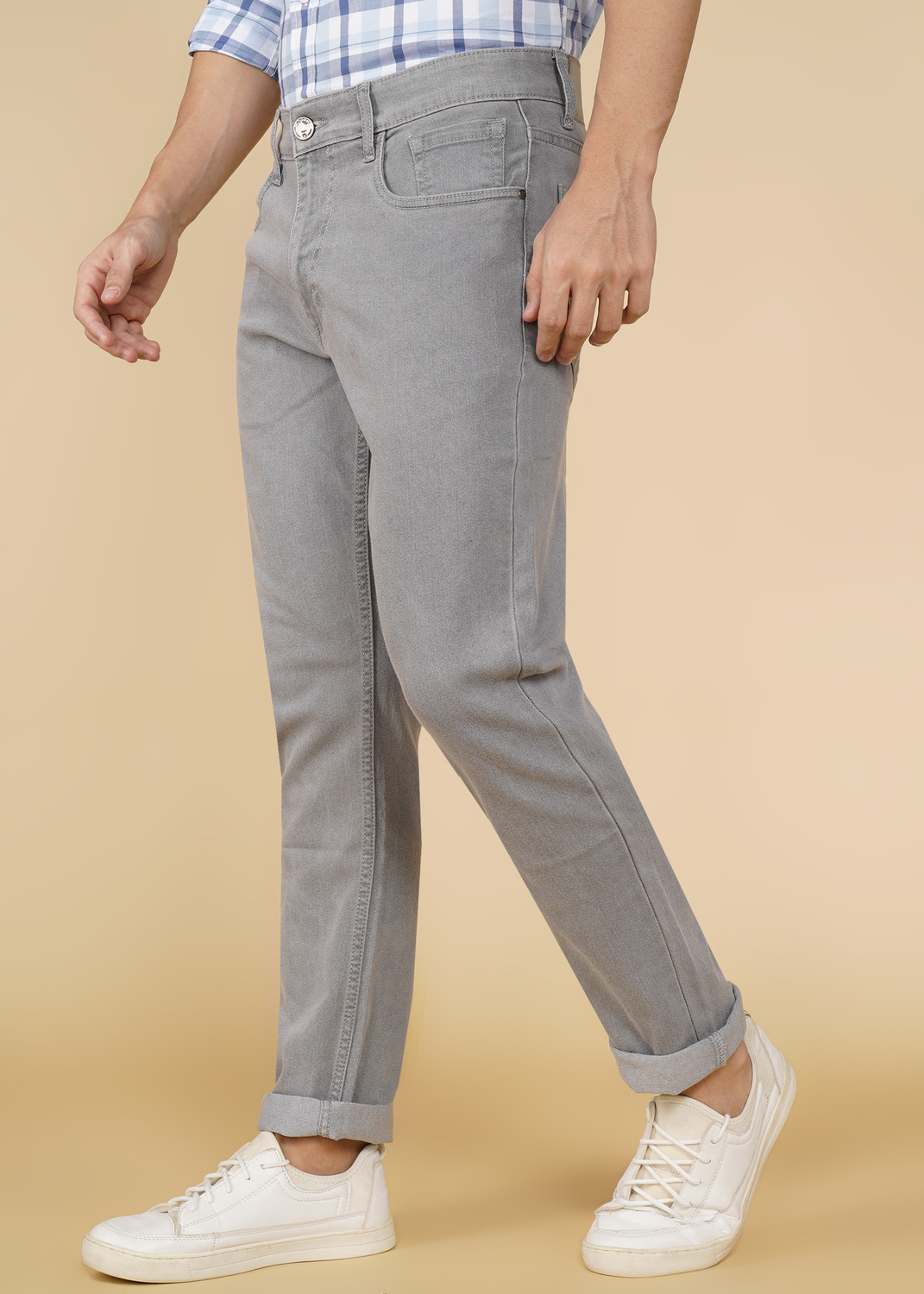 Image of WROGN Men Slim Mid Rise Dark Grey Jeans
