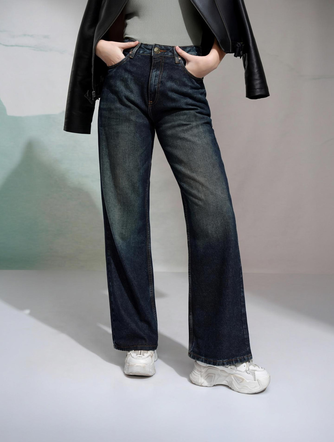Image of Tokyo Talkies Boot-Leg Women Blue Jeans