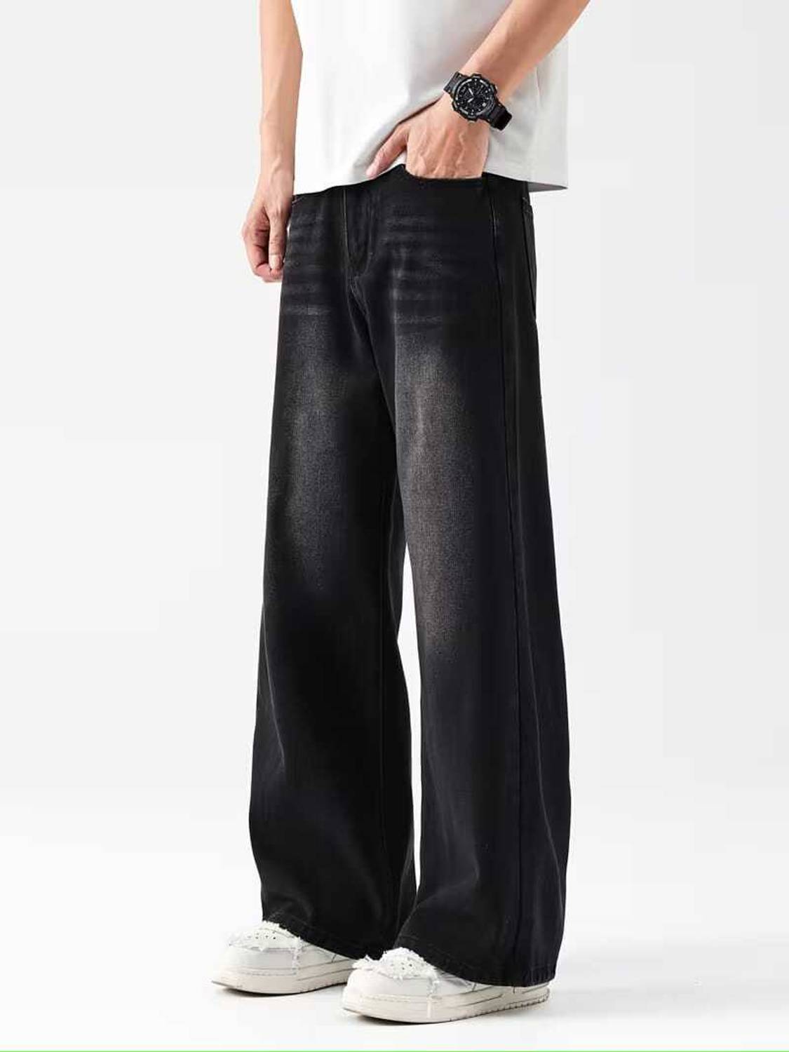 KRUTAL Wide Leg Dark Grey Jeans - Image 1