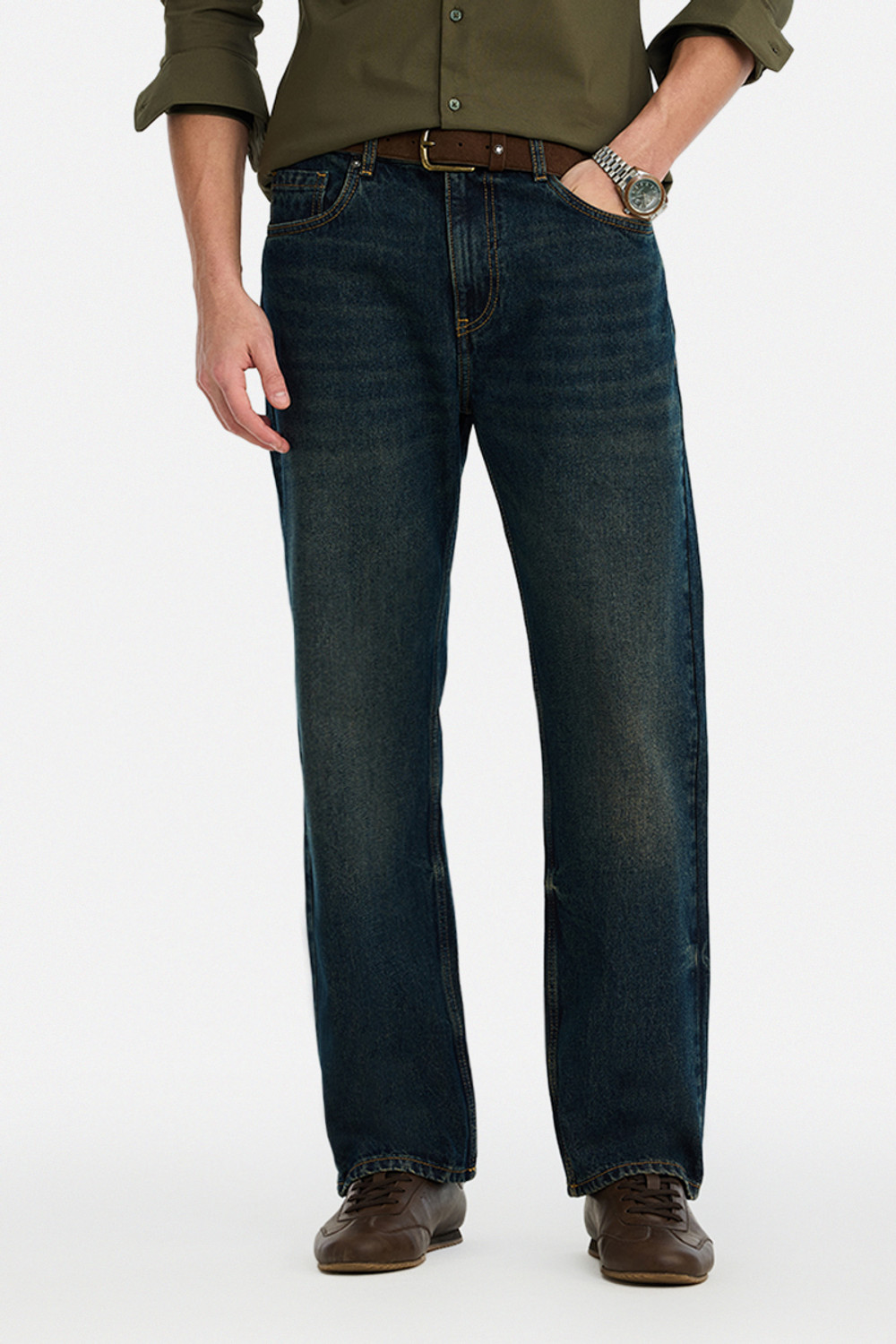Image of Snitch Straight Fit Men Dark Blue Jeans