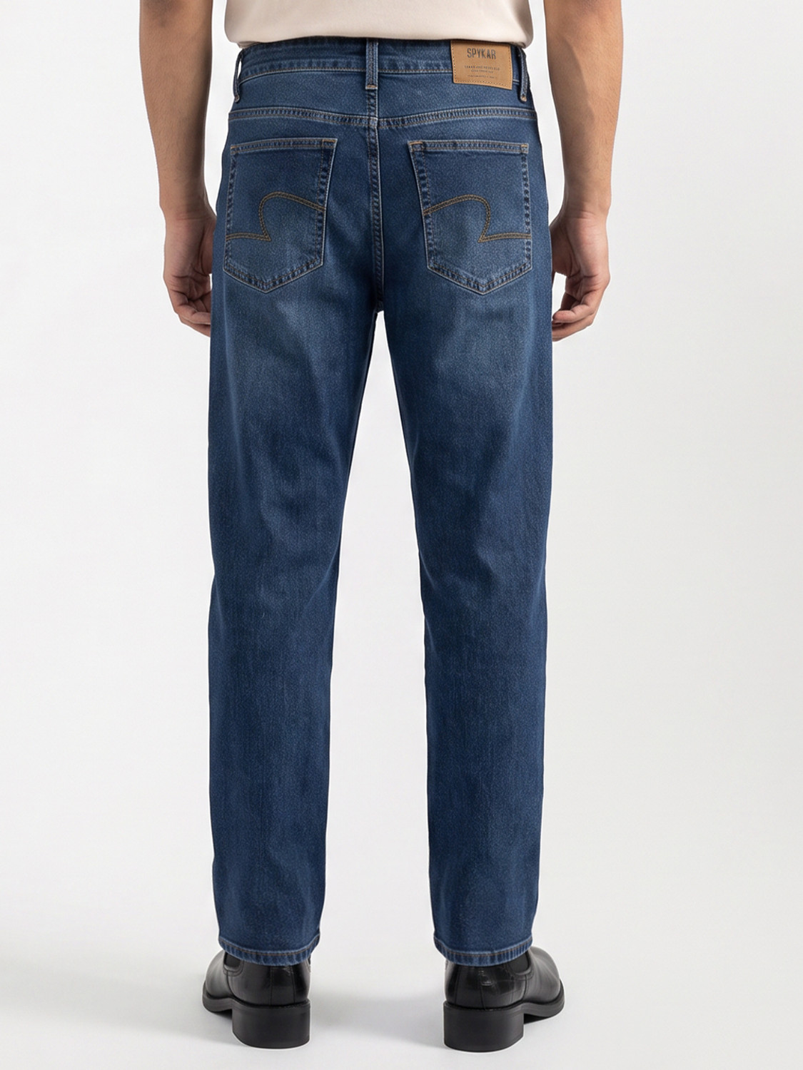 Image of Spykar Boot-Leg Men Blue Jeans