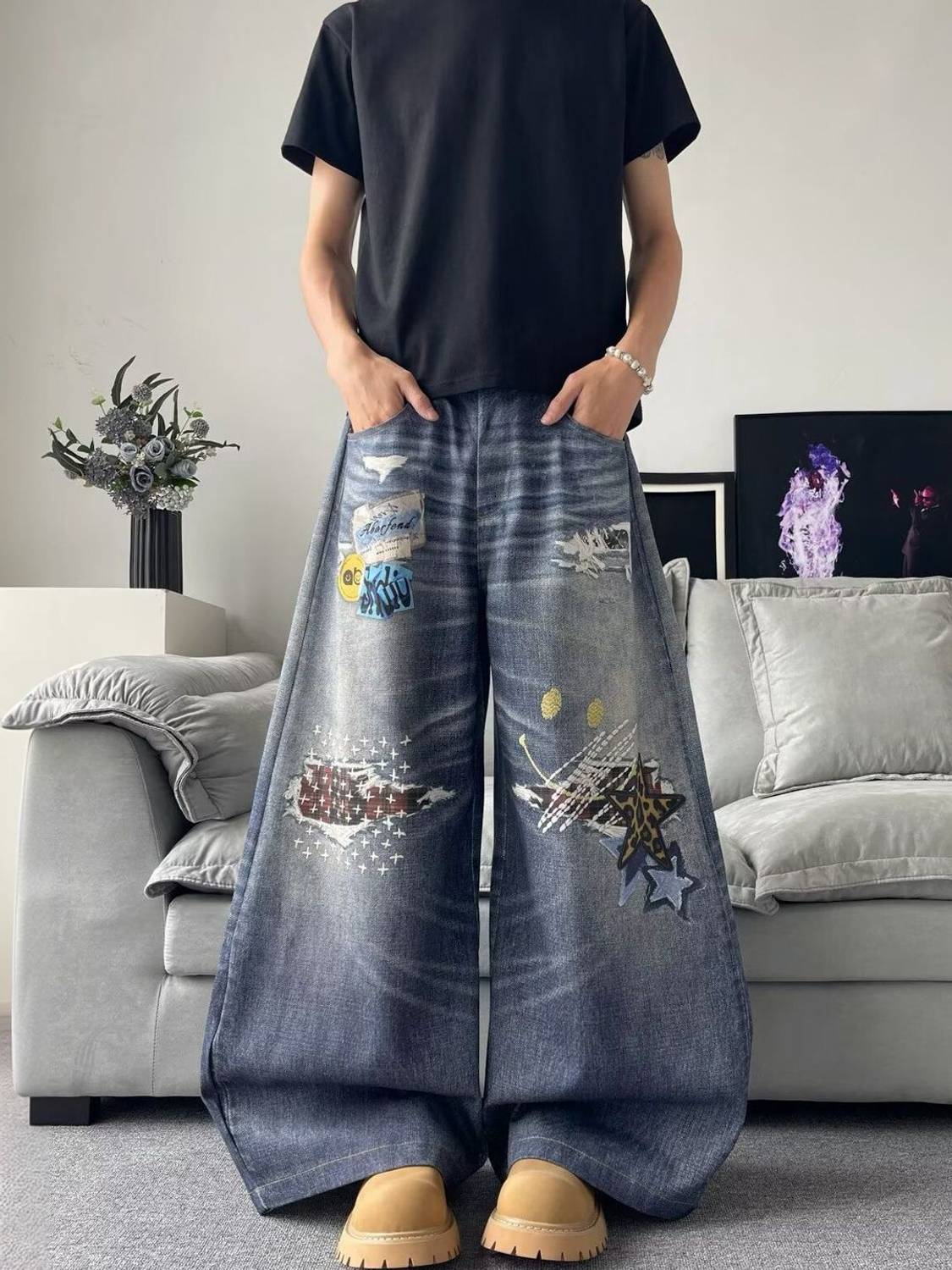 Suo Flared Men Blue Jeans