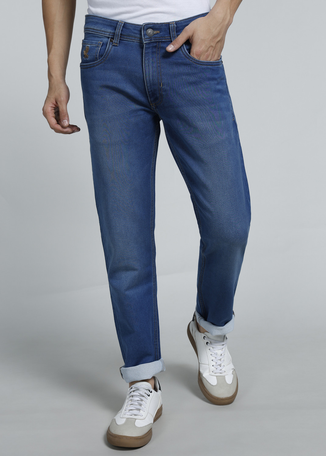 Image of PETER ENGLAND Men Regular Mid Rise Light Blue Jeans