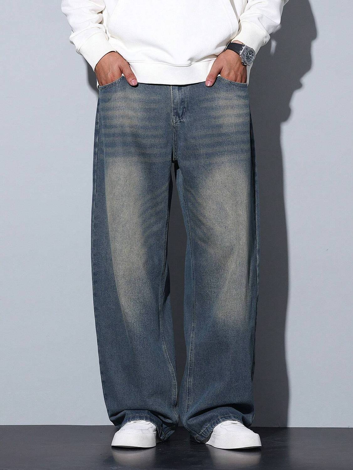 YAMEETFIT Baggy Fit Men Light Green Jeans