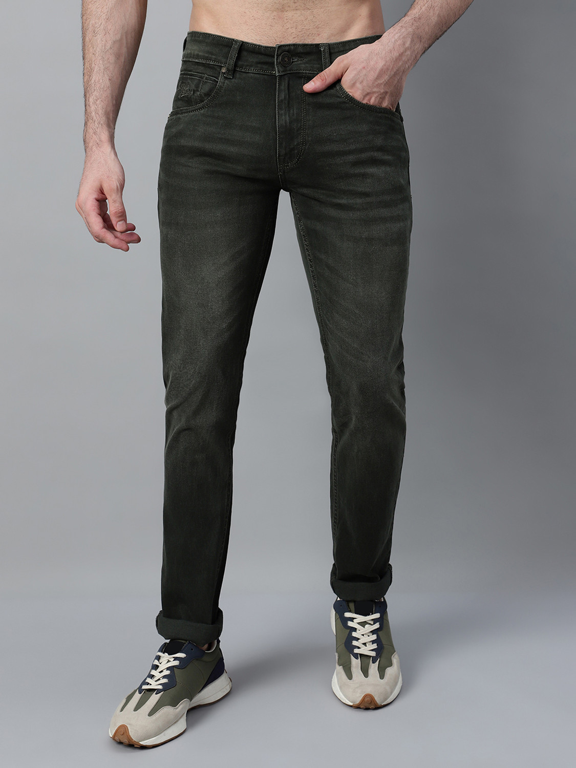 Image of CANTABIL Regular Men Dark Green Jeans