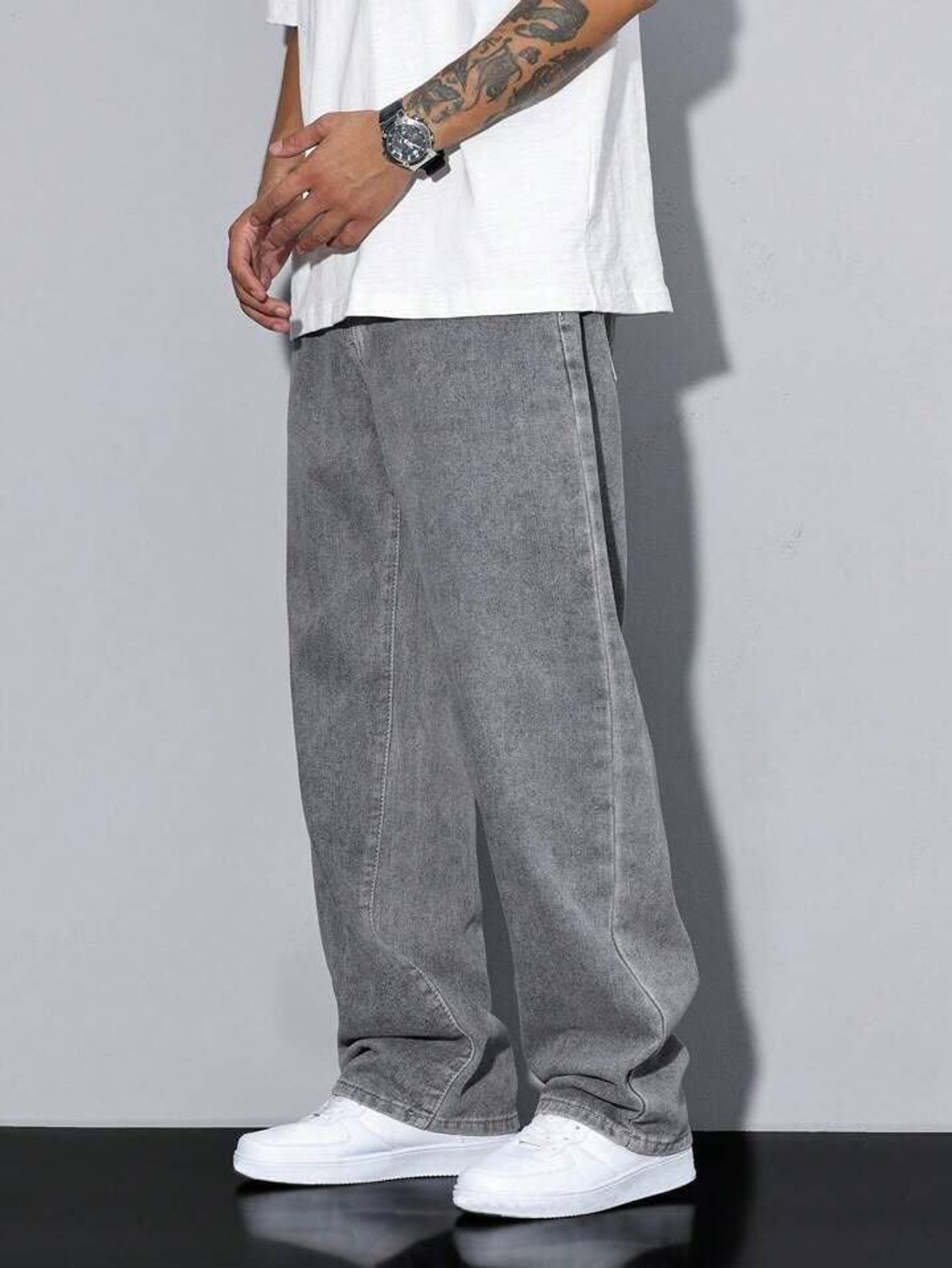Image of H&H Men Straight Fit High Rise Grey Jeans