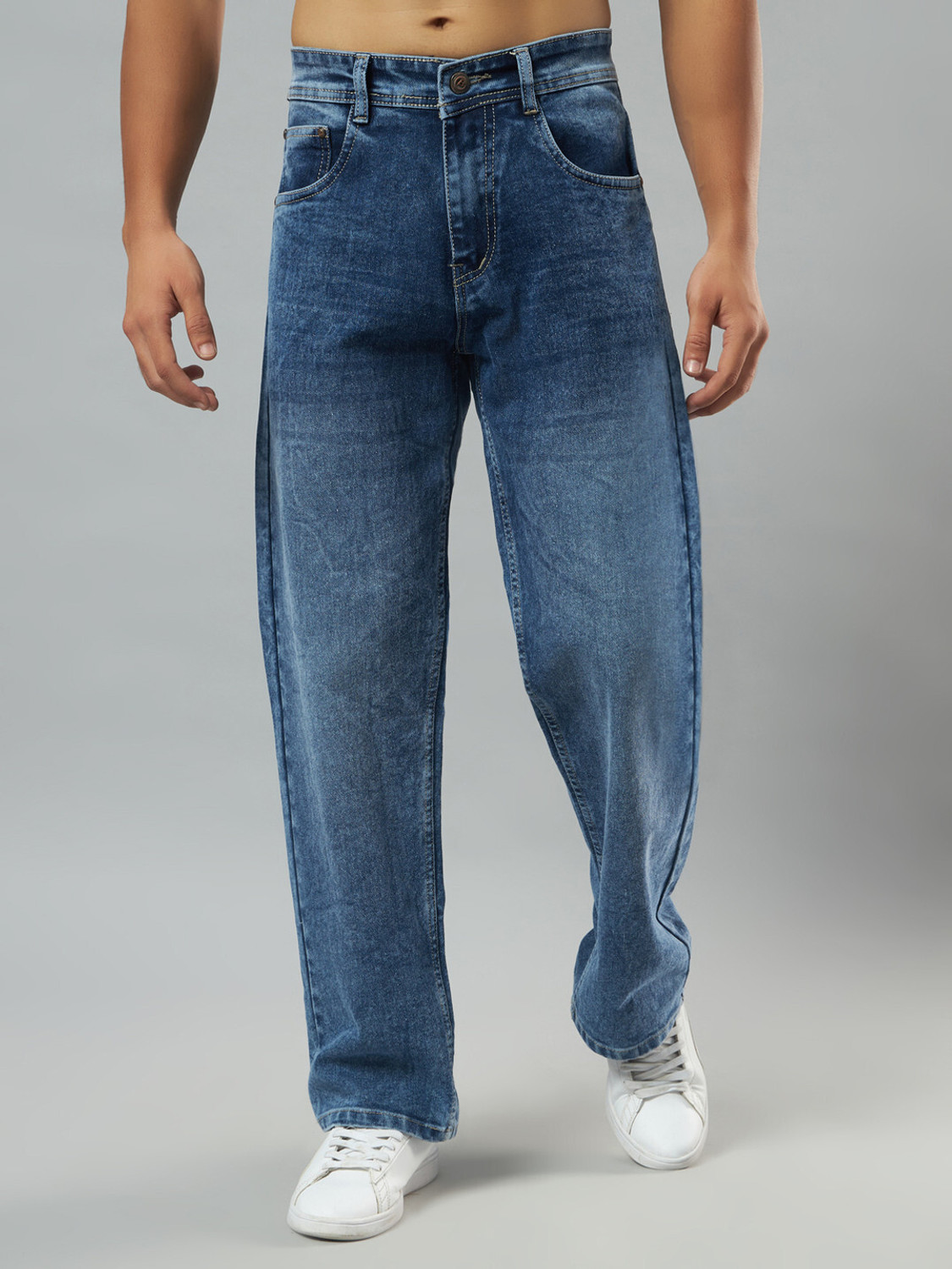 Image of NTROOK Straight Fit Men Dark Blue Jeans