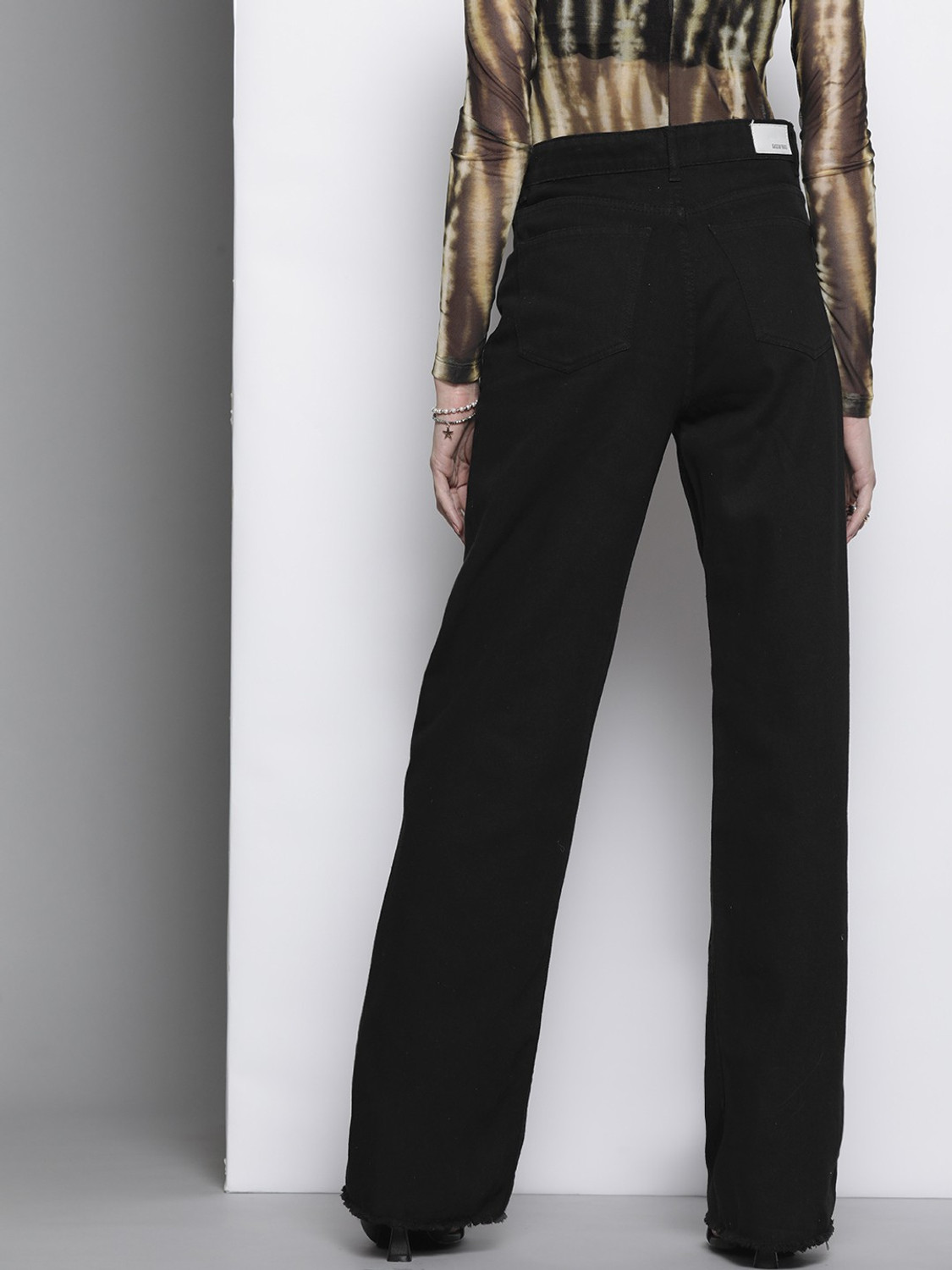Image of SASSAFRAS Straight Fit Women Black Jeans