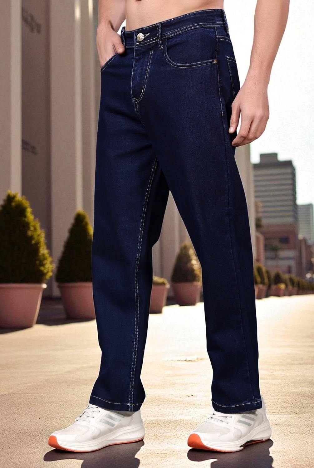 ZAYSH Loose Fit Men Dark Blue Jeans - Image 3