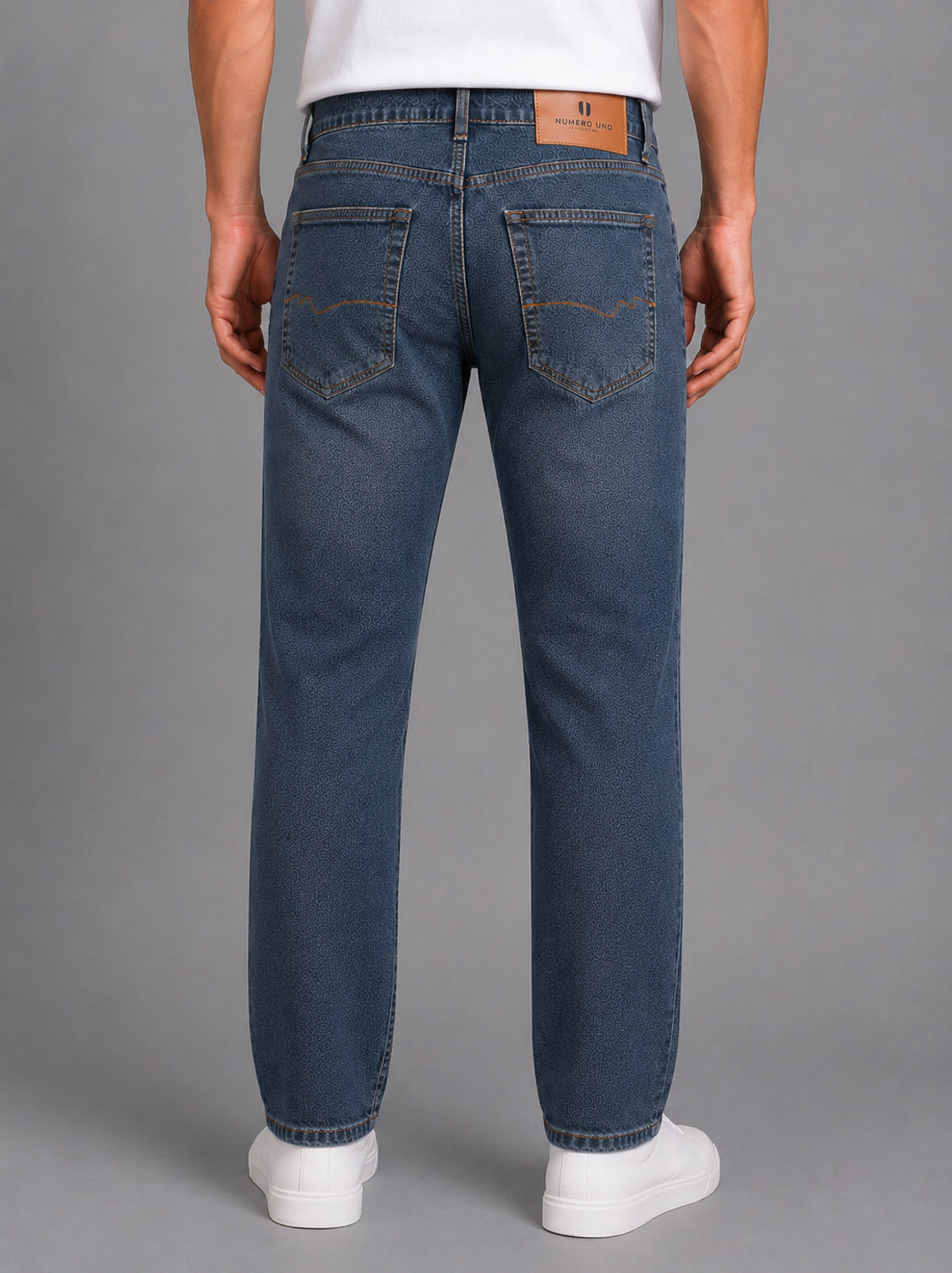 Image of NUMERO UNO Men Slim Mid Rise Blue Jeans