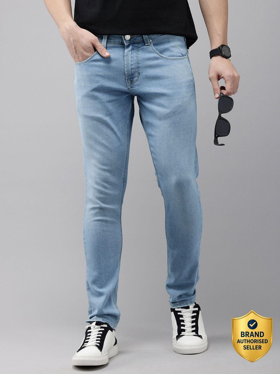 Image of Spykar Slim Men Light Blue Jeans