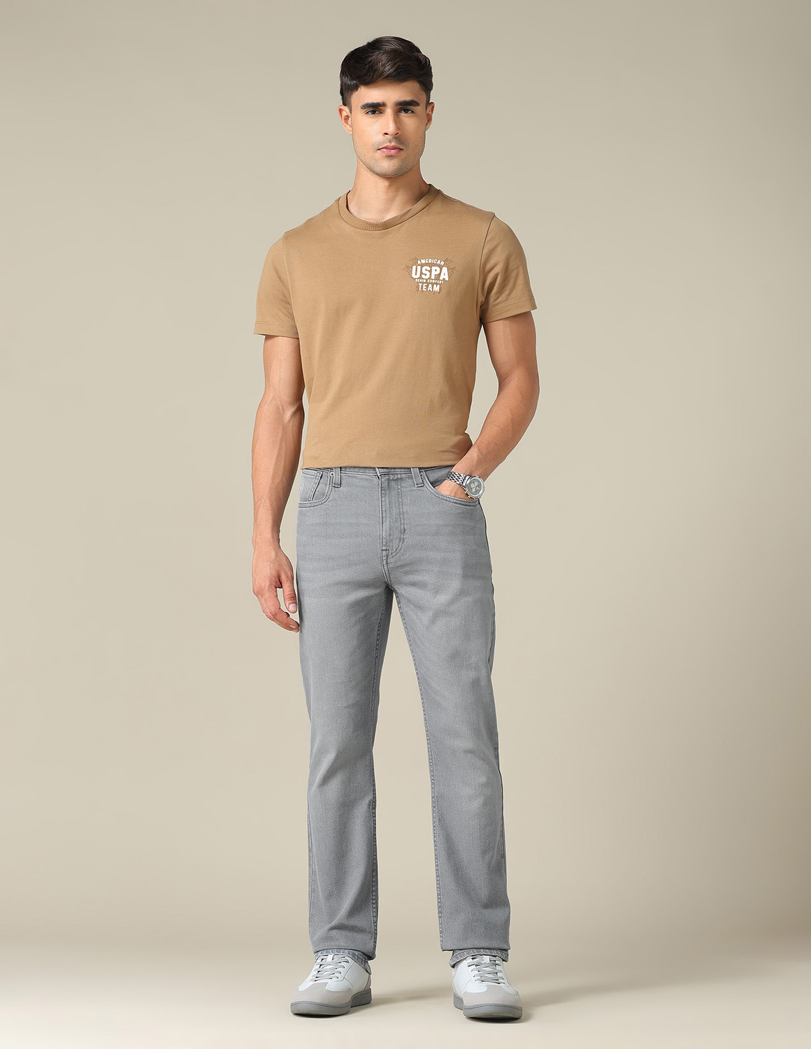 Image of U.S. Polo Assn. Denim Co. Straight Fit Men Grey Jeans