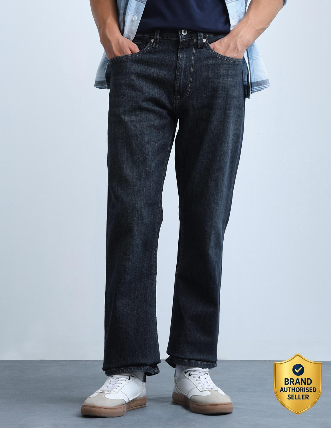 Image of FLYING MACHINE Boot-Leg Men Blue Jeans