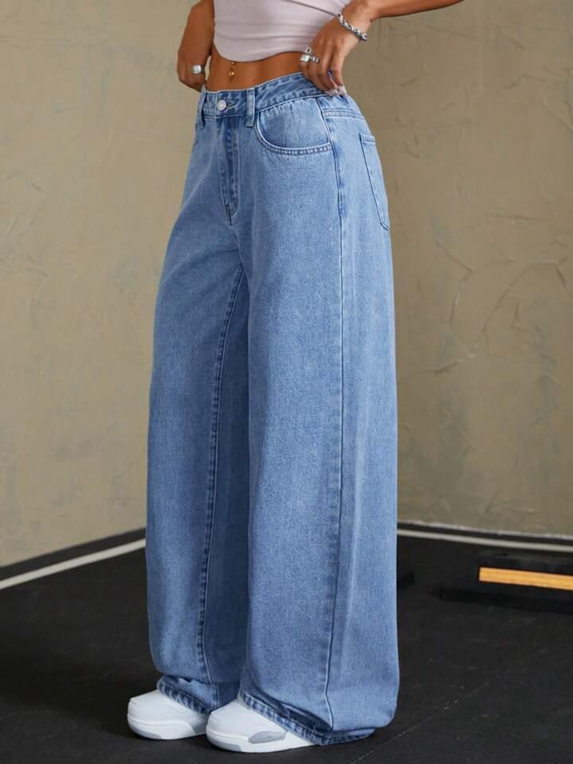 Image of VK Fashion Wide Leg Women Light Blue Jeans