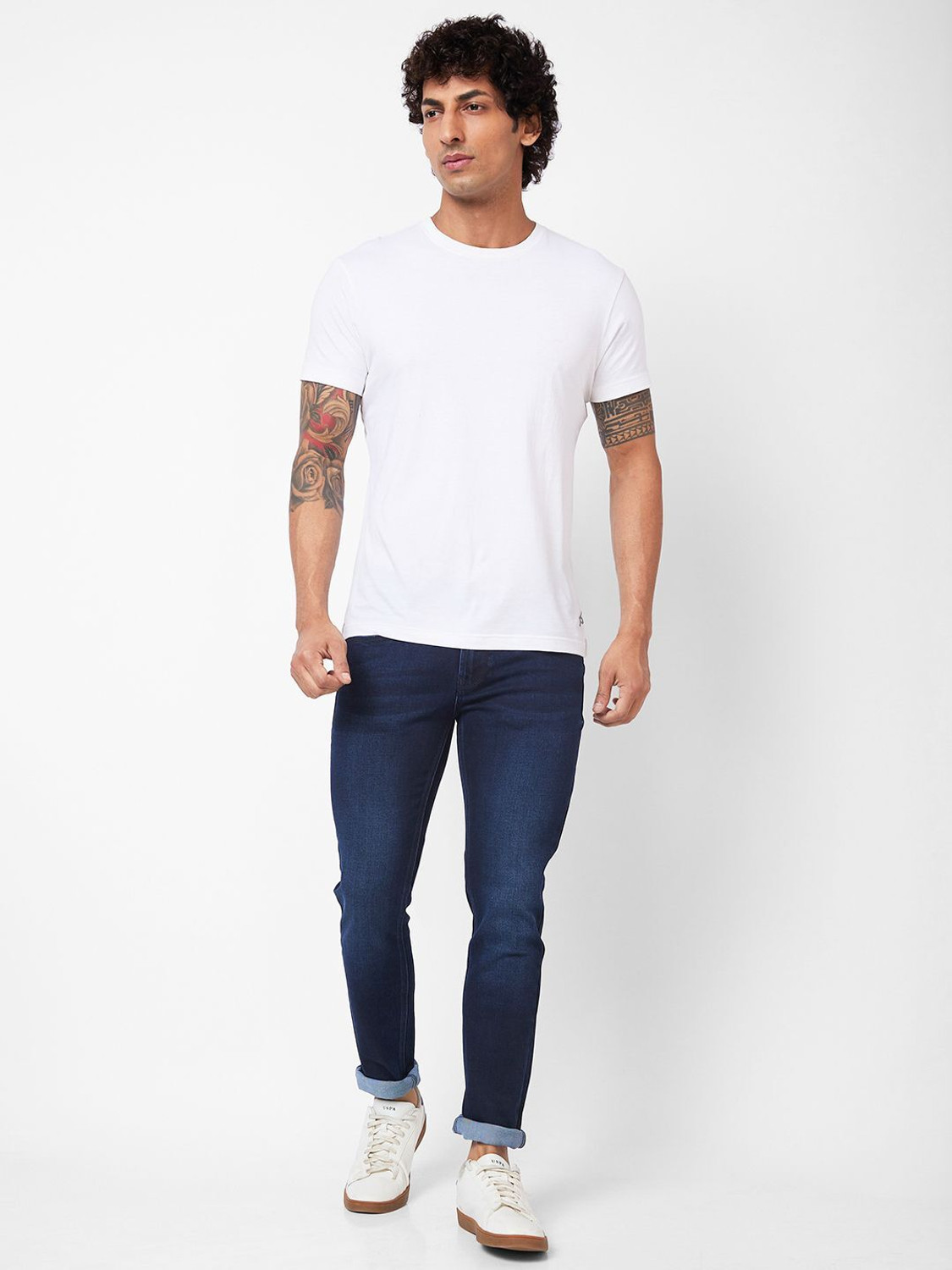 Image of Spykar Slim Men Dark Blue Jeans