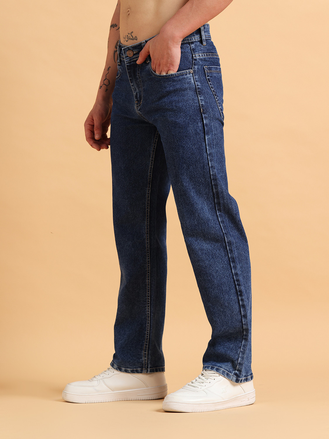 Image of BREXX Straight Fit Men Dark Blue Jeans