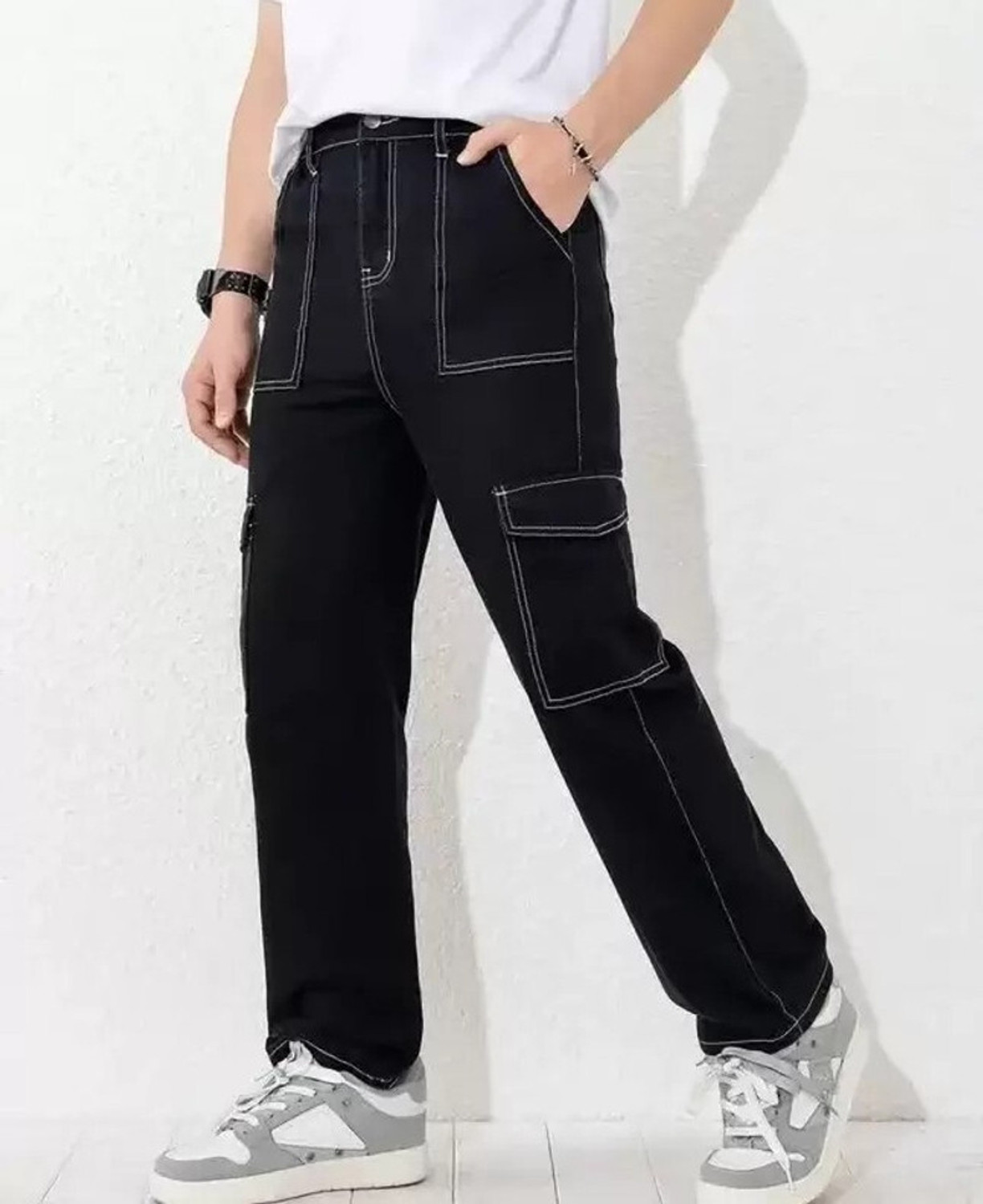 Image of DENIM FIT Loose Fit Men Black Jeans