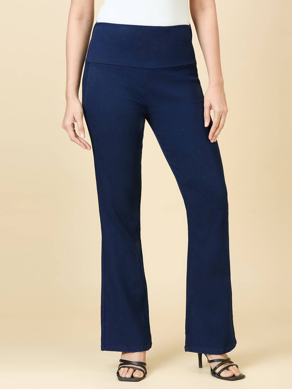3BUTTERFLIES Boot-Leg Women Dark Blue Jeans