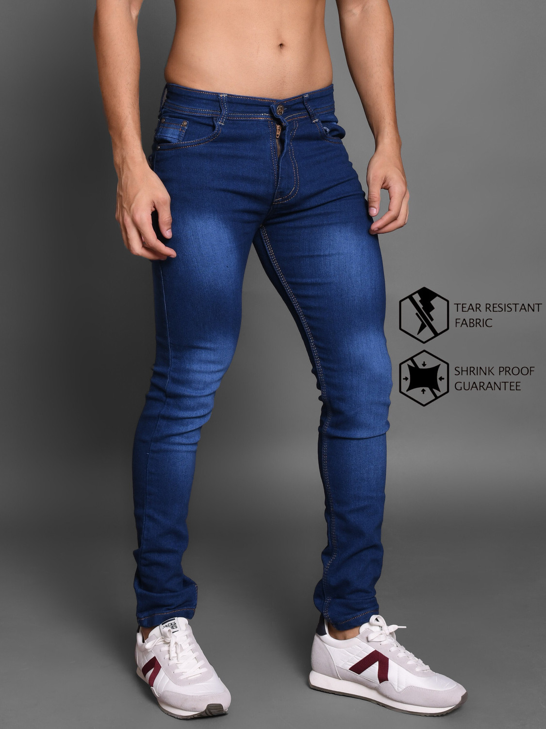Image of Lzard Slim Men Dark Blue Jeans