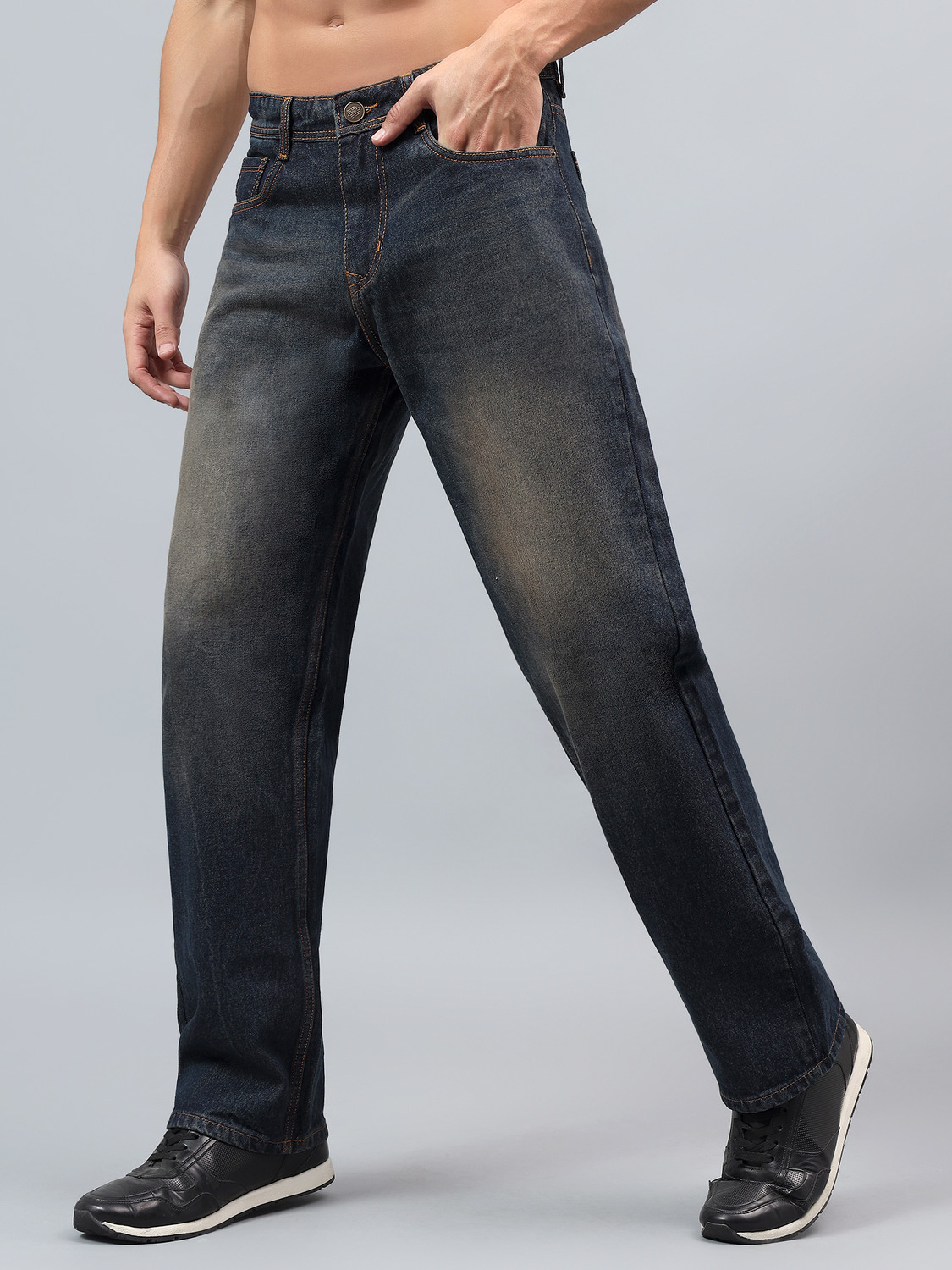 Image of ANGERHOOD Straight Fit Men Dark Blue Jeans