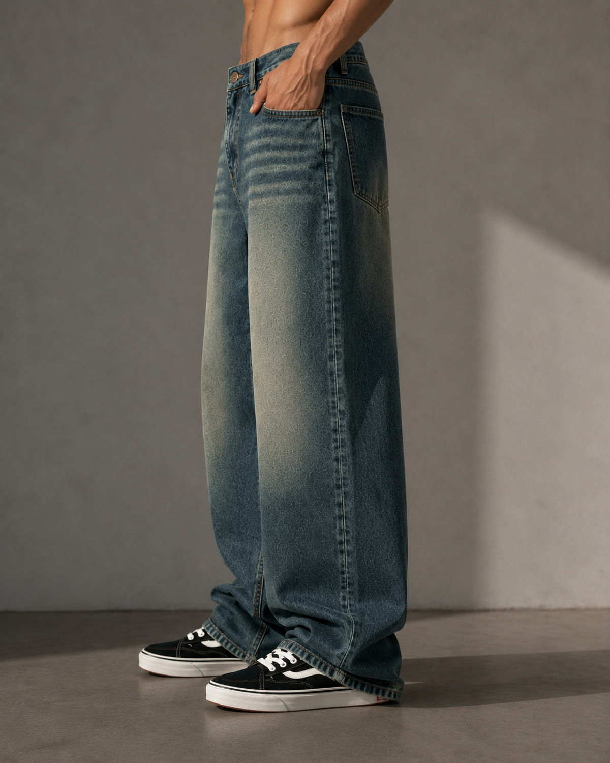 Image of sanedi Baggy Fit Men Green Jeans
