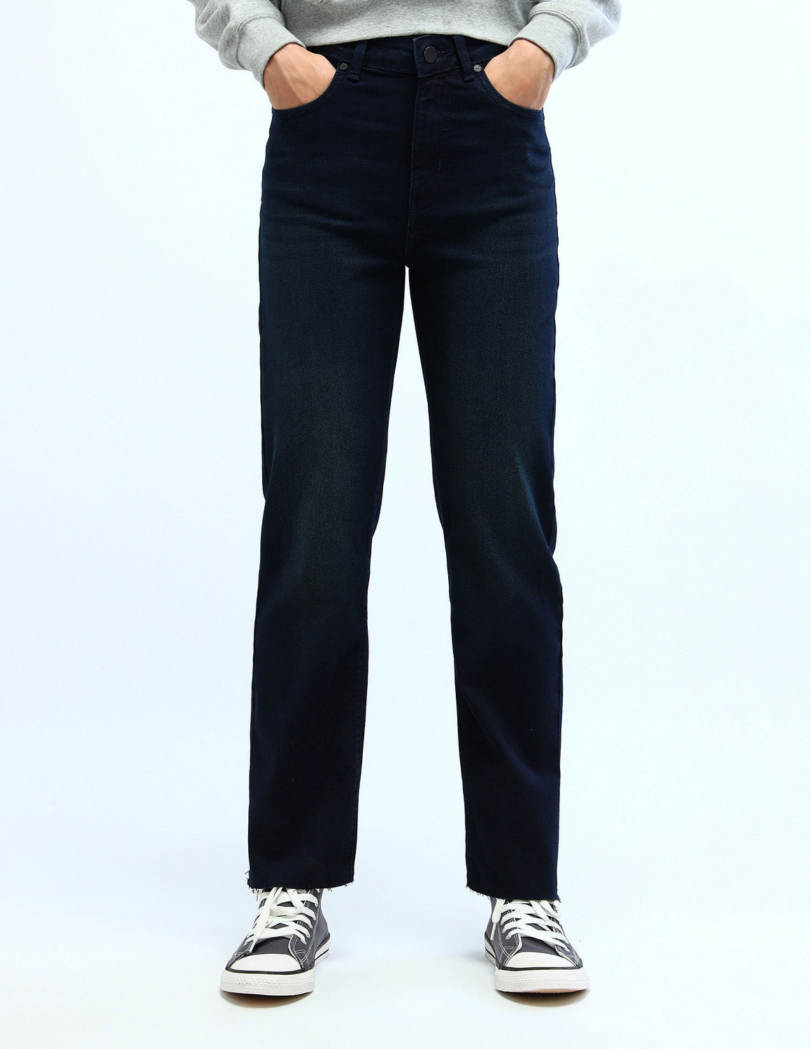 Image of FLYING MACHINE Straight Fit Women Blue Jeans