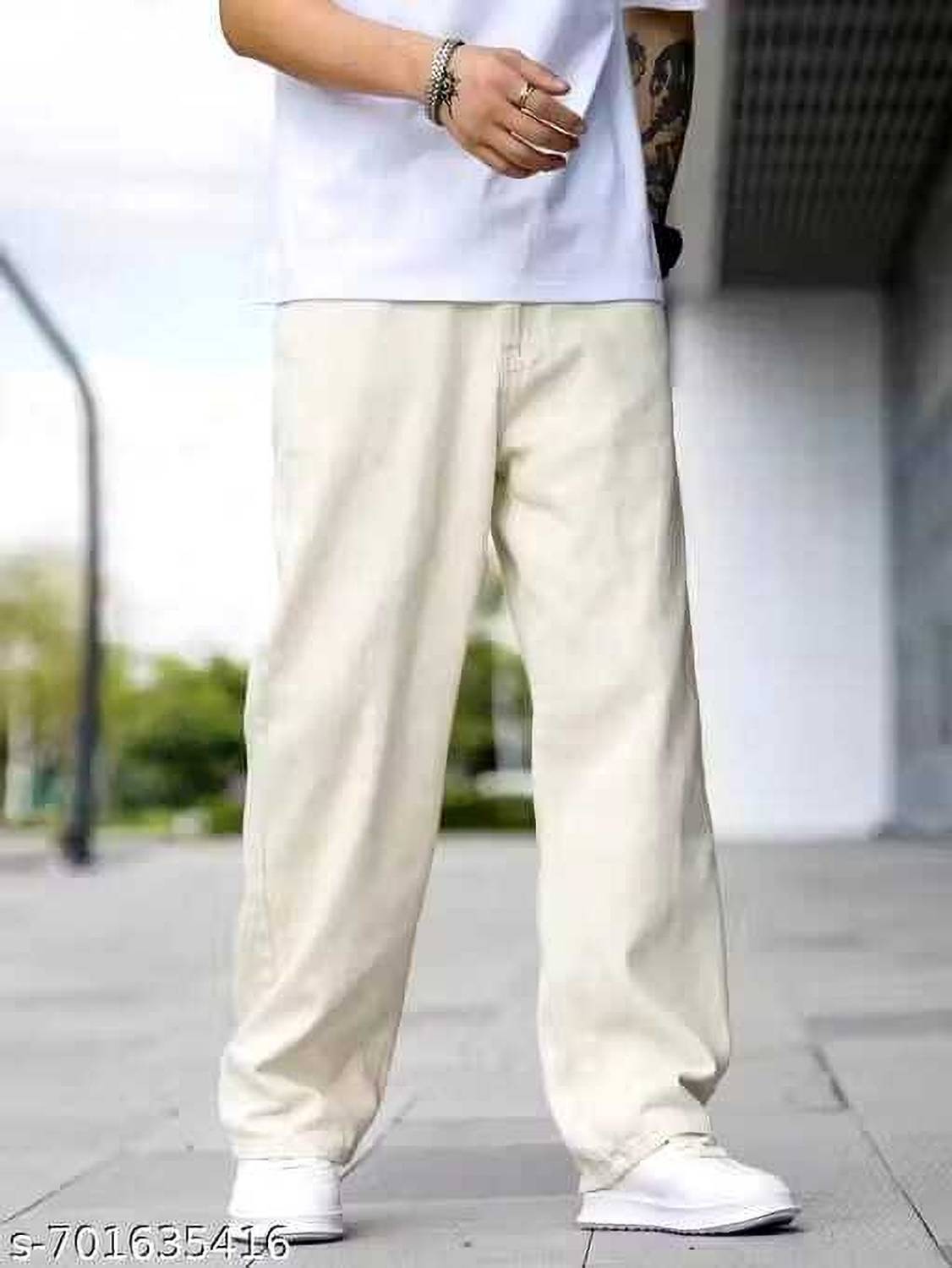 SFCLOTHING Baggy Fit Men Beige Jeans - Image 3