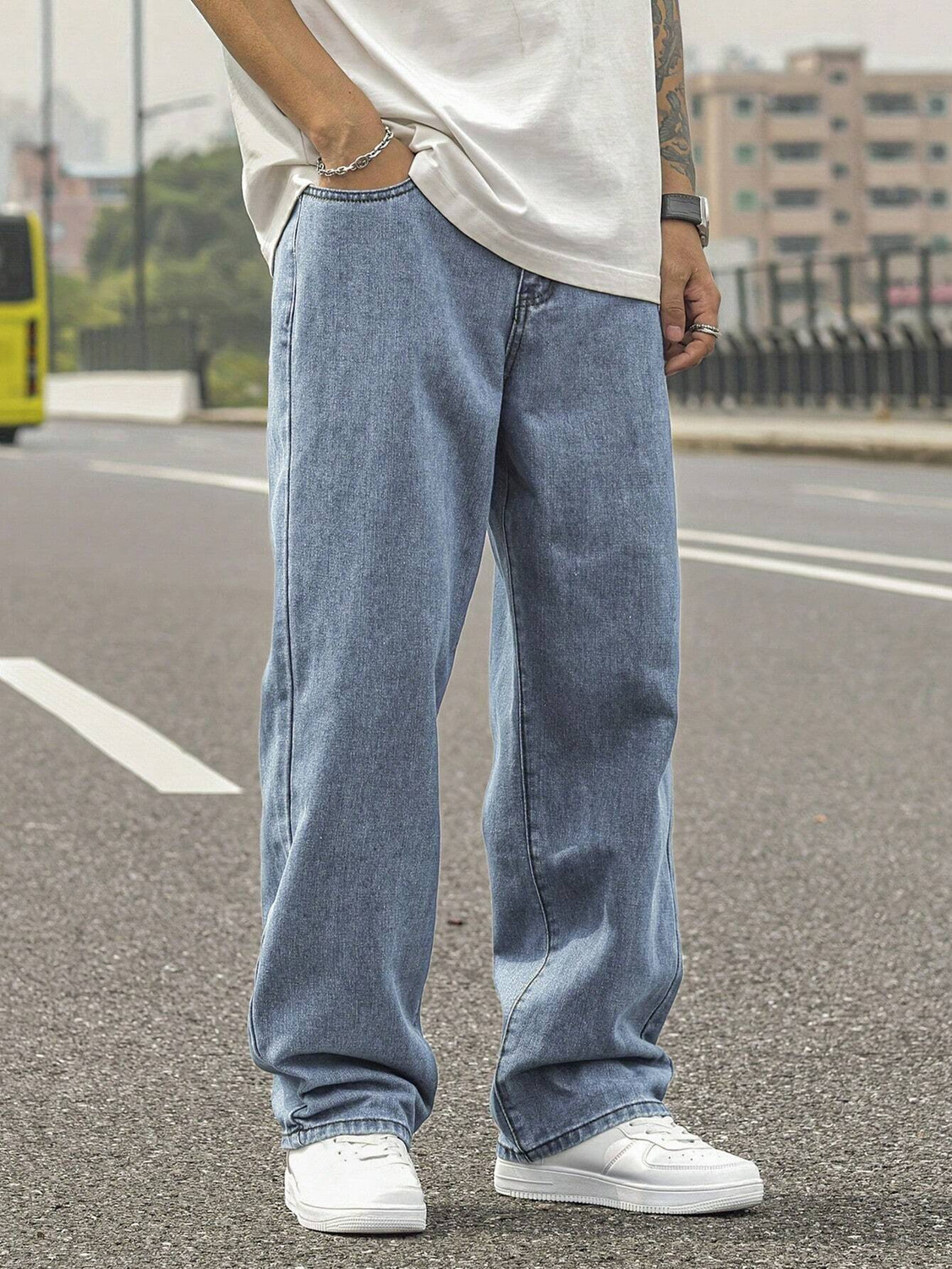 Image of Creation By London Hills Baggy Fit Men Light Blue Jeans