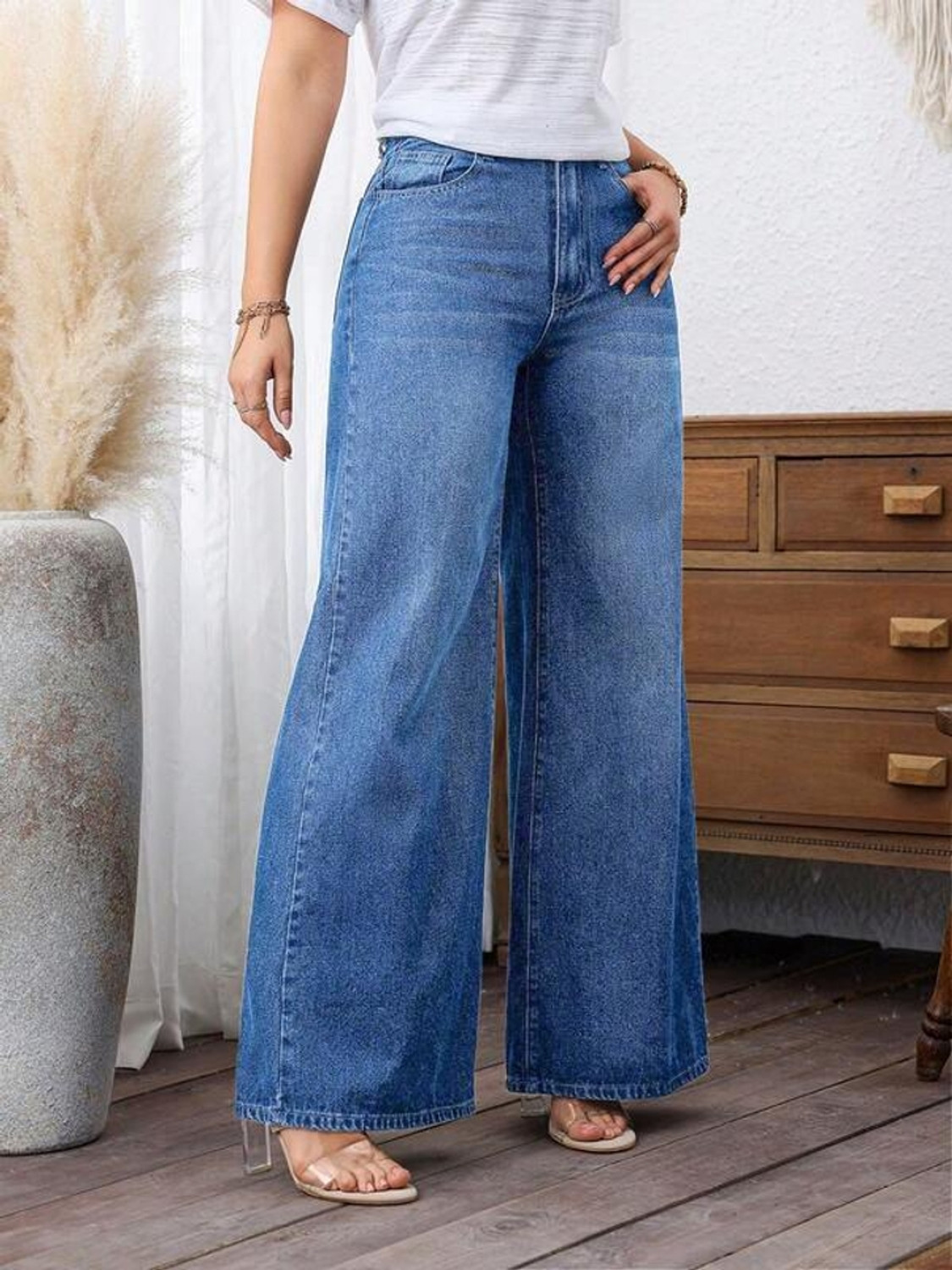 Image of Glossia Loose Fit Women Blue Jeans