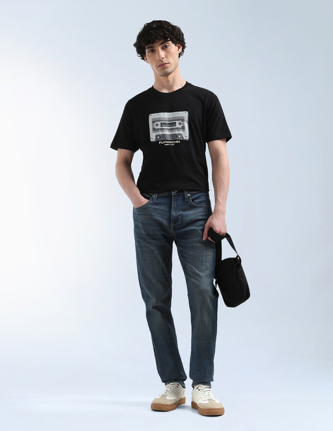 Image of FLYING MACHINE Tapered Fit Men Blue Jeans