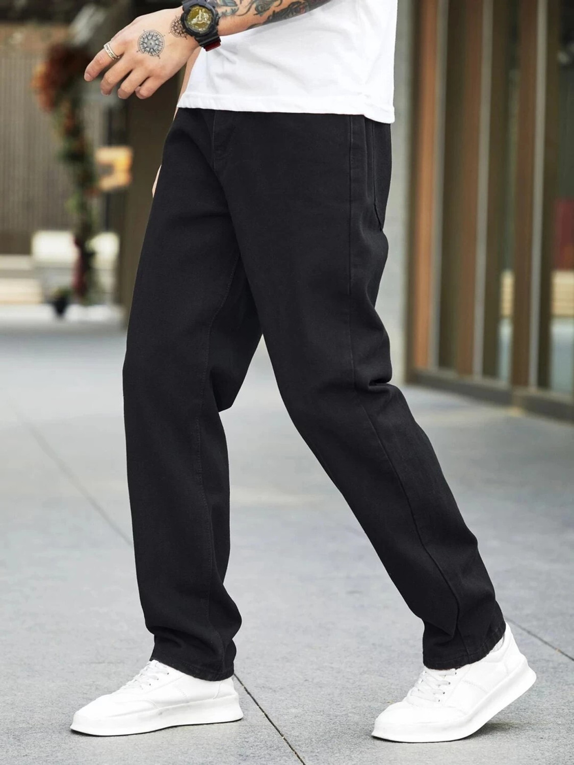 Image of DARK BIRD Straight Fit Men Black Jeans