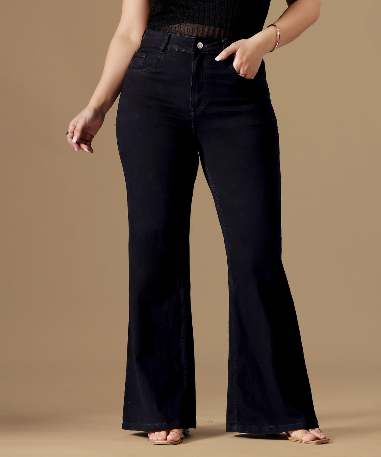 Image of Miss Chase Flared Women Black Jeans