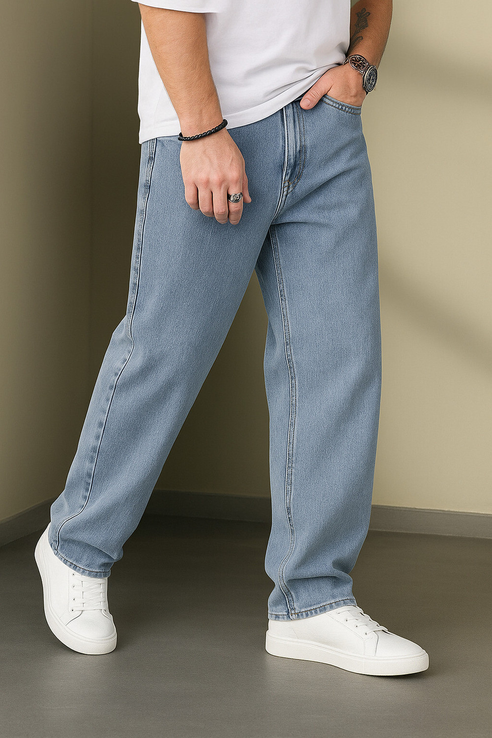 Image of Gaucha Loose Fit Men Light Blue Jeans