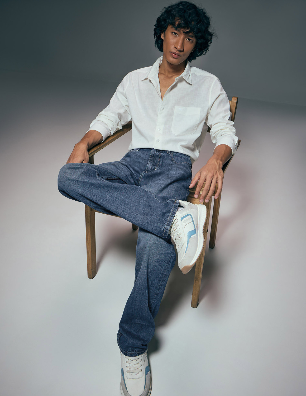 Image of FLYING MACHINE Men Straight Fit Mid Rise Blue Jeans