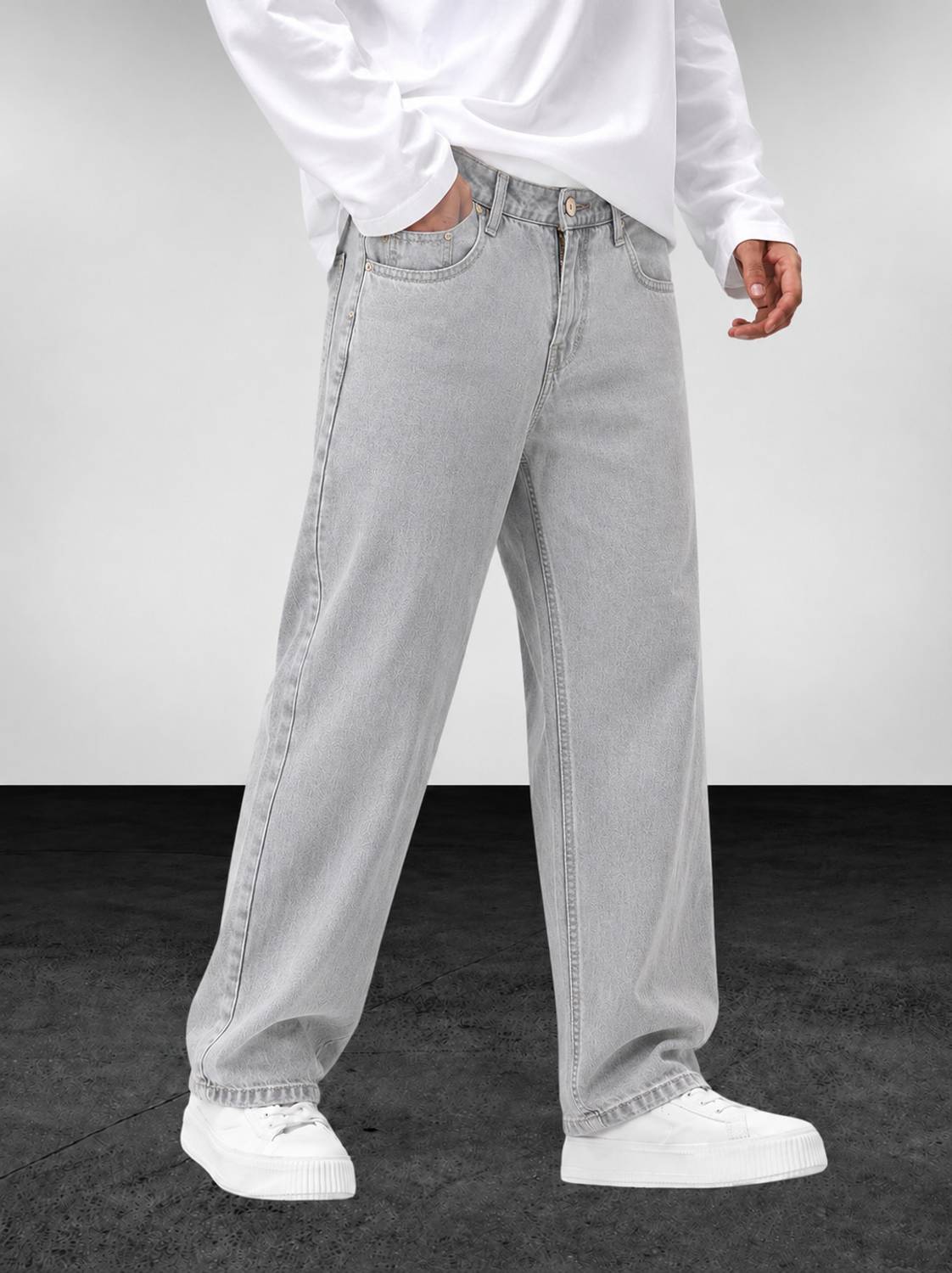 MAVRYK Baggy Fit Men Grey Jeans