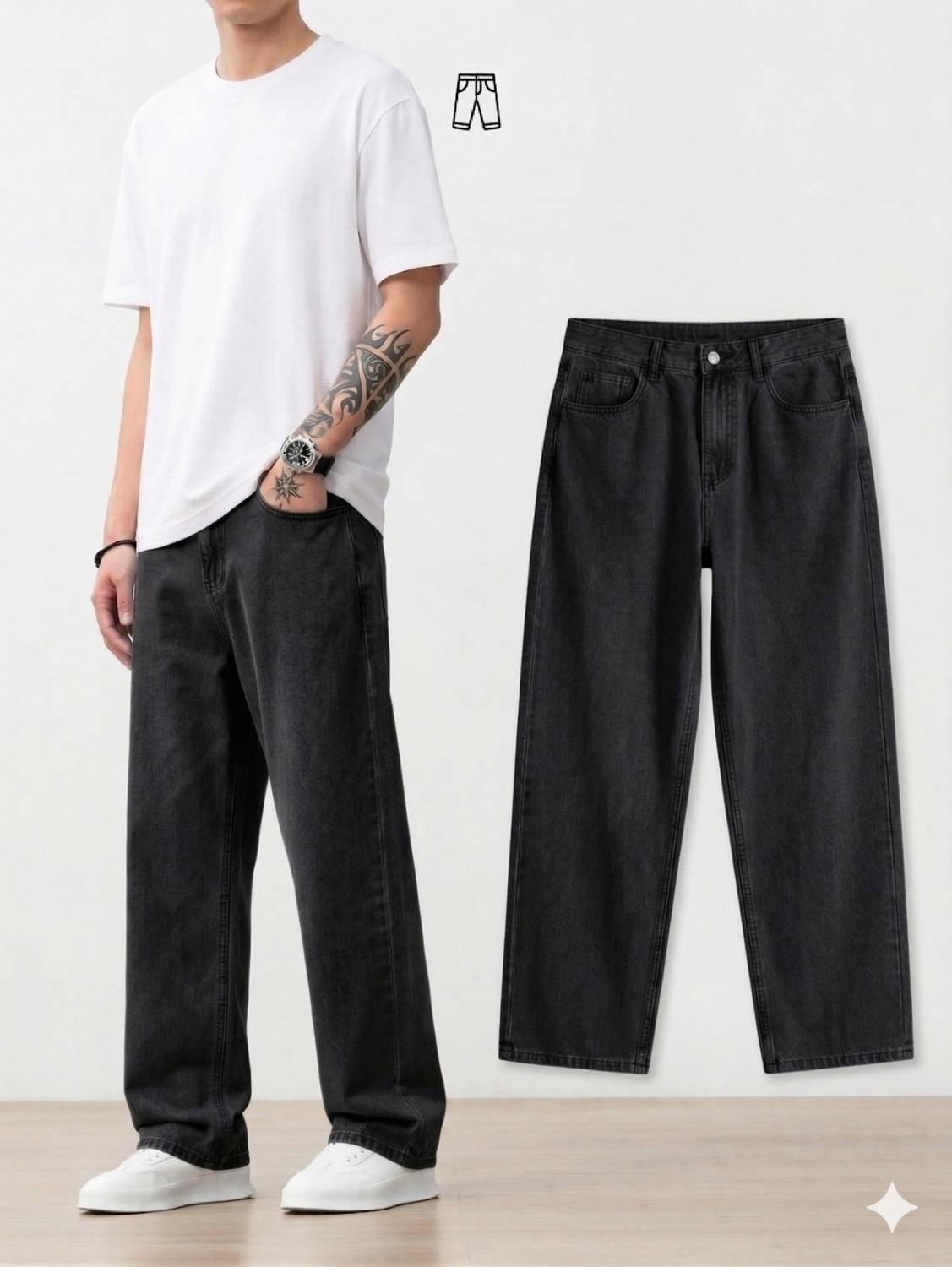 Rodgers Men's Black Loose Fit Jeans - Image 1