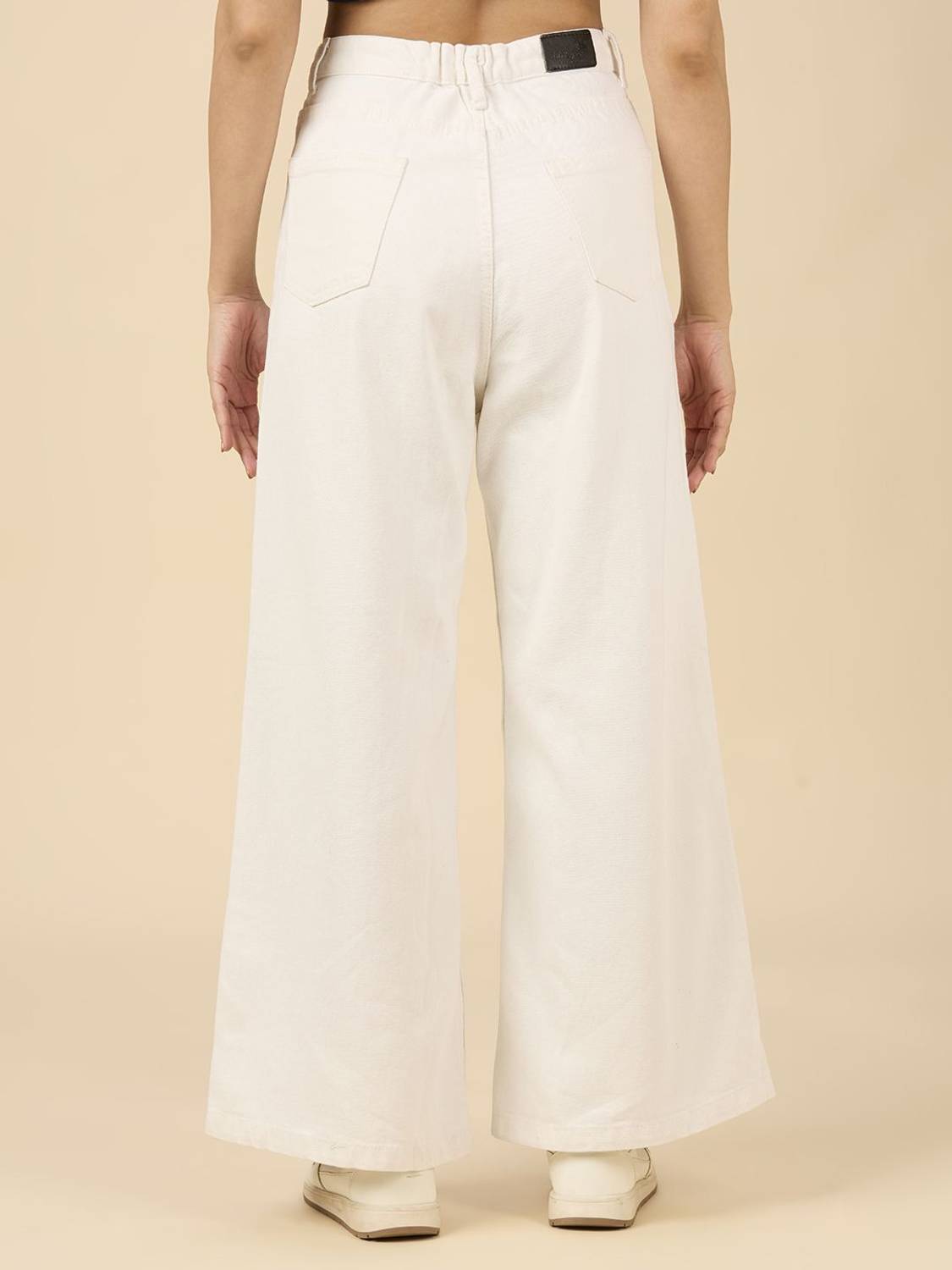 3BUTTERFLIES Flared Women Beige Jeans - Image 2