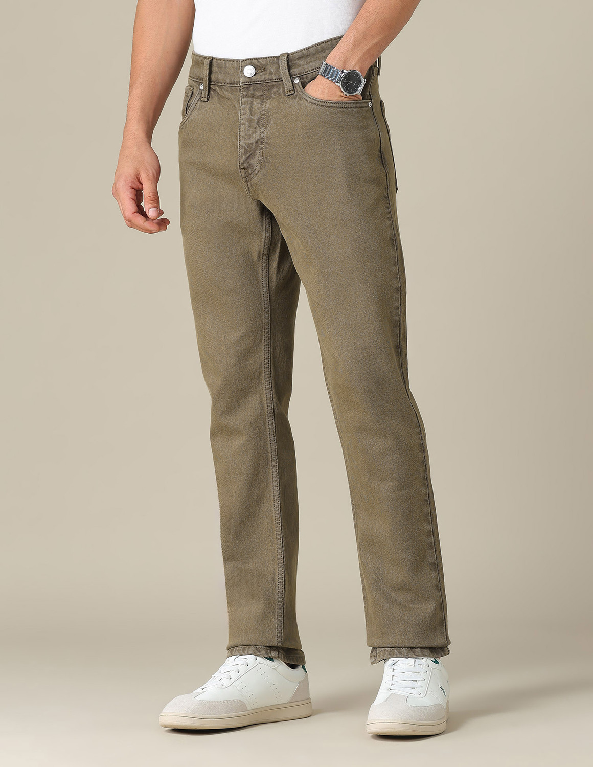 Image of U.S. Polo Assn. Denim Co. Tapered Fit Men Brown Jeans