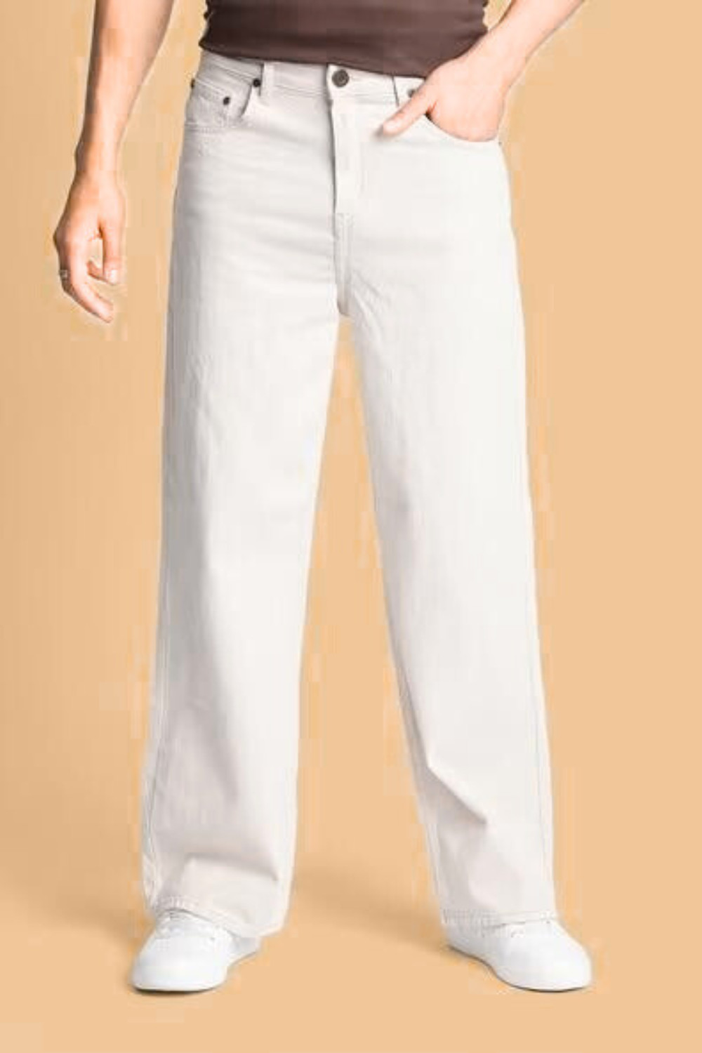 Image of M Q Relaxed Fit Men Beige Jeans