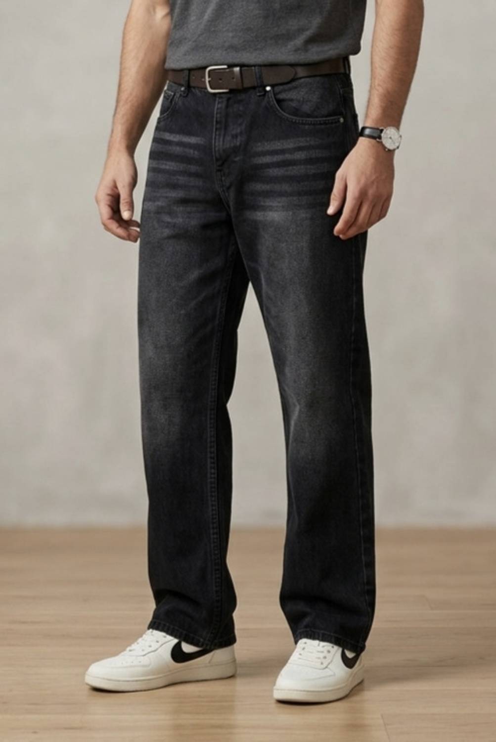 EATHIC Straight Fit Black Jeans - Image 3