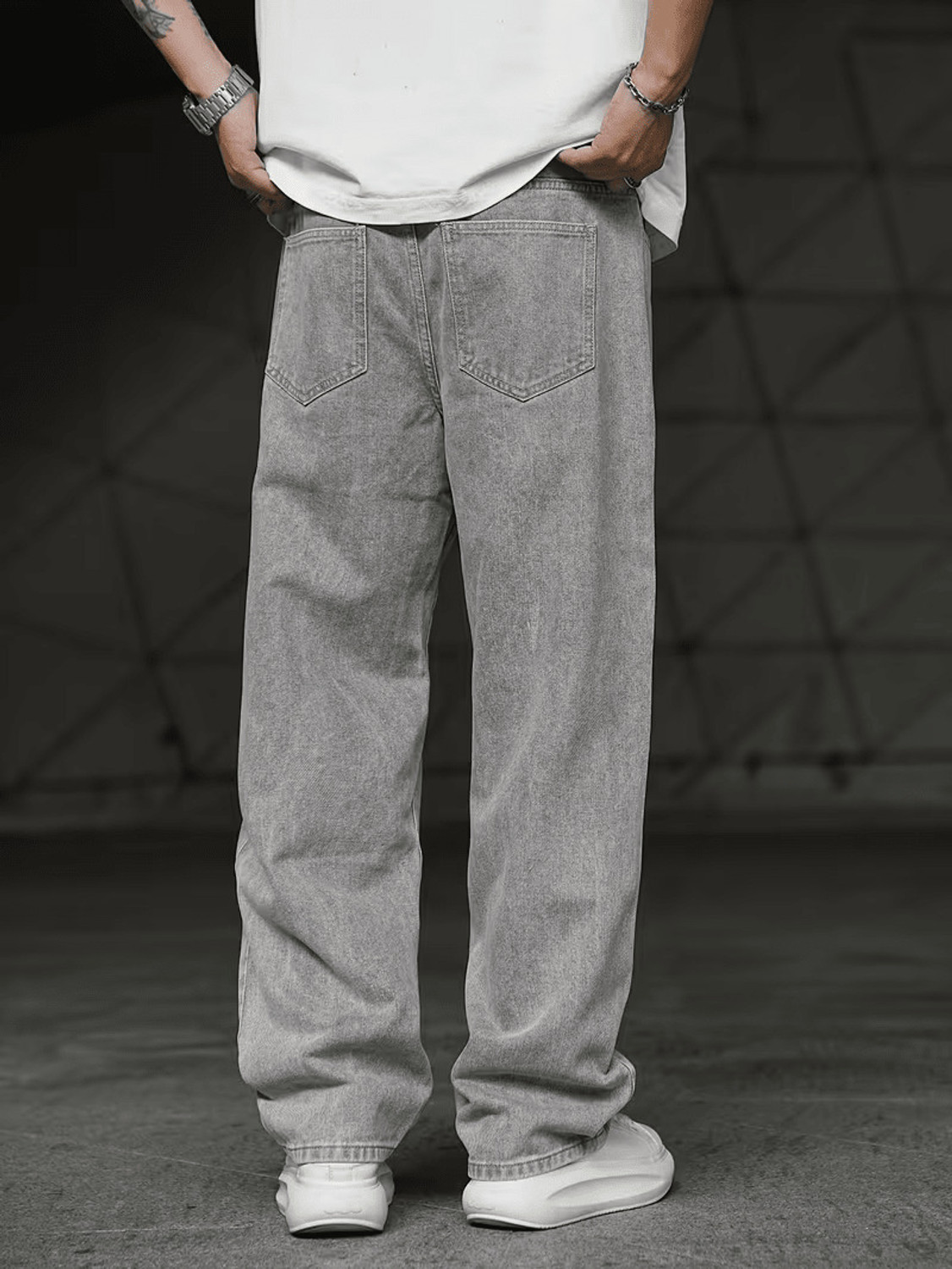 Image of DENIM4MEN Straight Fit Men Grey Jeans