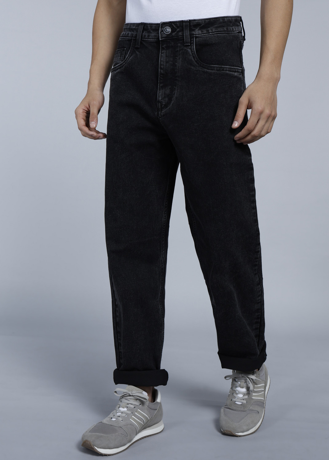 Image of RARE RABBIT Relaxed Fit Men Black Jeans